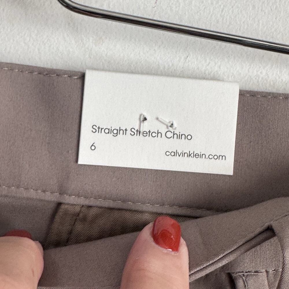 Calvin Klein Straight Stretch Chino Pants 6 Stone 30x26 Crop Career Classic NEW - Picture 5 of 11